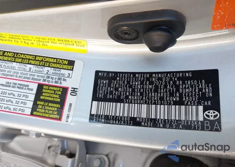 2014 Toyota Corolla S Plus from USA, damaged, VIN 5YFBURHE7EP101079